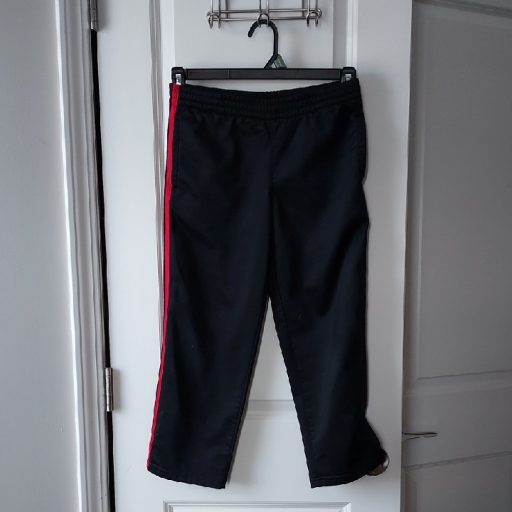 Starter Boys Black Track Pants with Red Stripe Medium